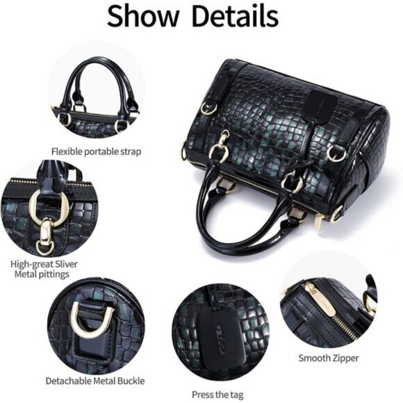 ⚡Women Green Genuine Leather Tote Handbag Clutch Purse Crossbody Bag - Picture 6 of 9